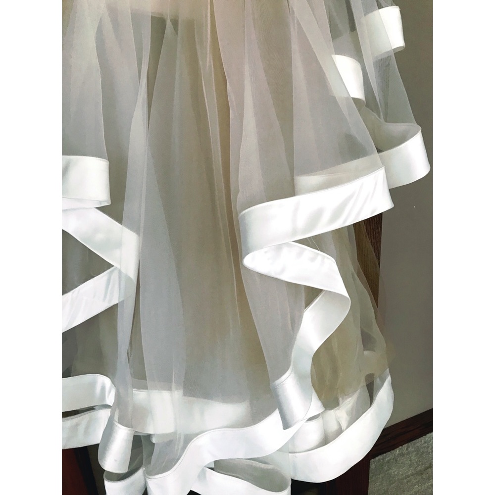 White Ruffle Crop Prom Dress - Picture 2 of 3